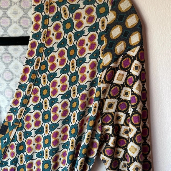 Garnet Hill Women’s Multicolor Geometric Print Wrap Dress Size Small artsy knit - Picture 8 of 9